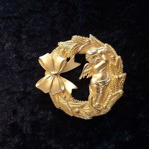 JJ Jonette Sleeping Angel Brooch